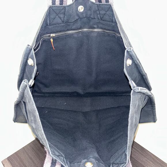 1066 HERMÈS Toile Fourre-Tout MM Tote Blue - Picture 6 of 8